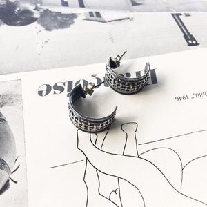 Vintage Sterling Silver “Basket Weave” Hoops